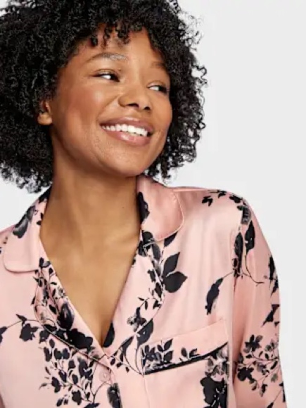 NWT XL Pink and Black Floral Pajama Set